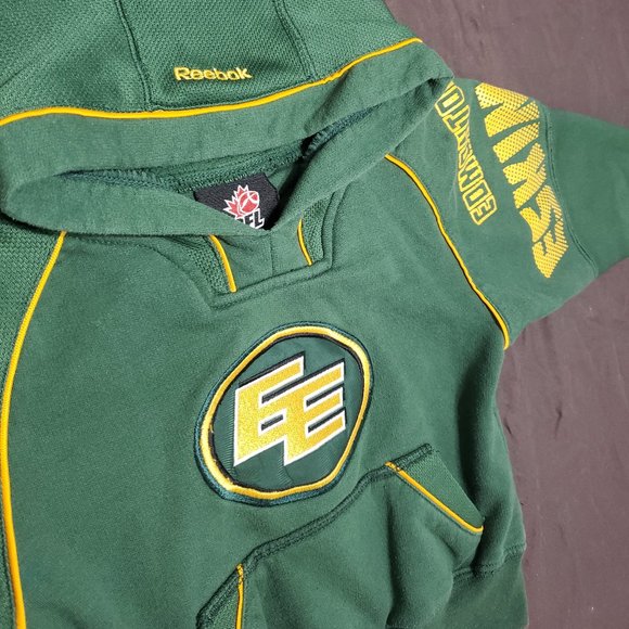 Reebok CFL Edmonton Eskimos Hoodie Football Activewear Green Yellow Accents 3T - Picture 4 of 7